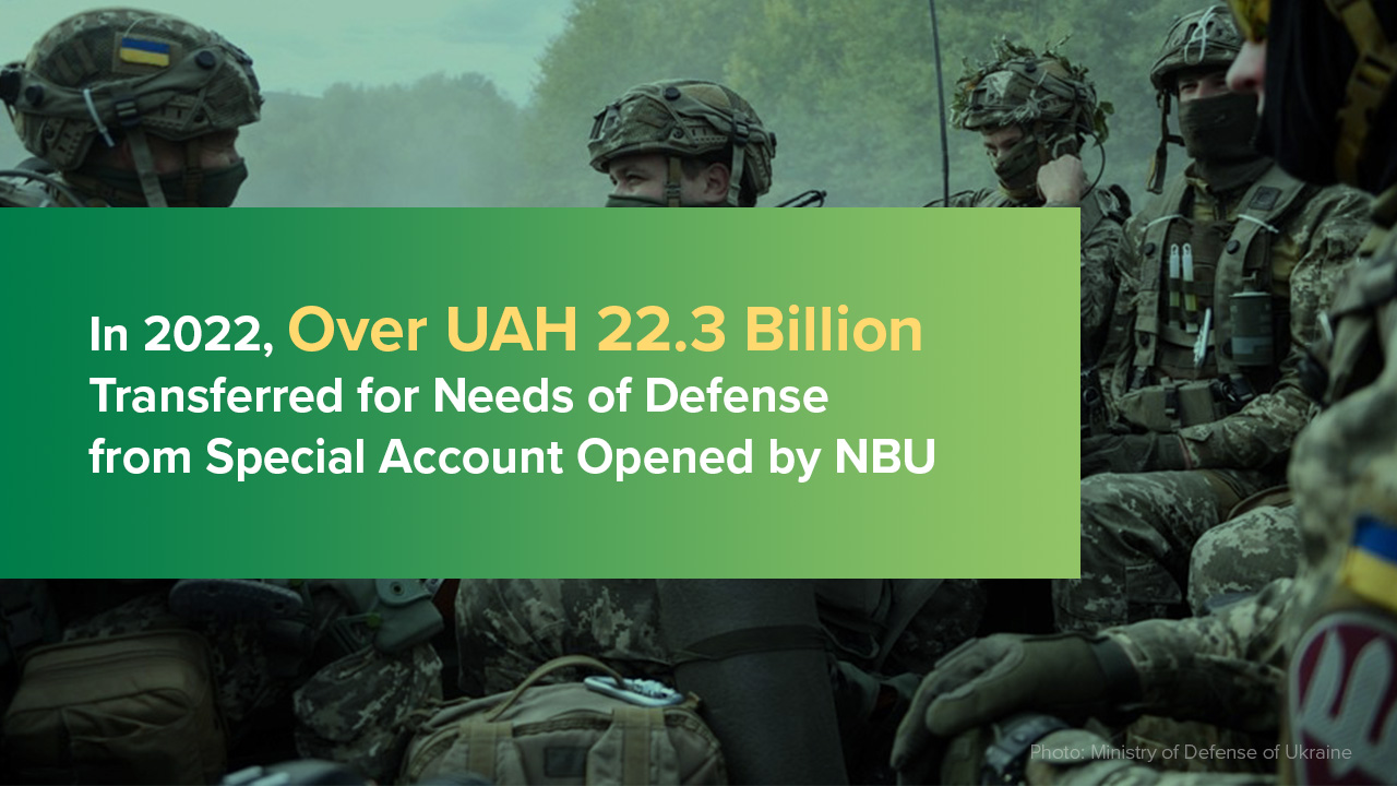 In 2022, Over UAH 22.3 Billion Transferred for Needs of Defense from Special Account Opened by NBU