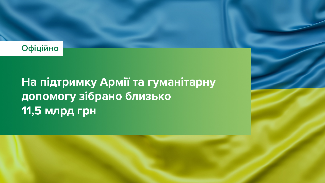 На підтримку Армії та гуманітарну допомогу зібрано близько 11,5 млрд грн