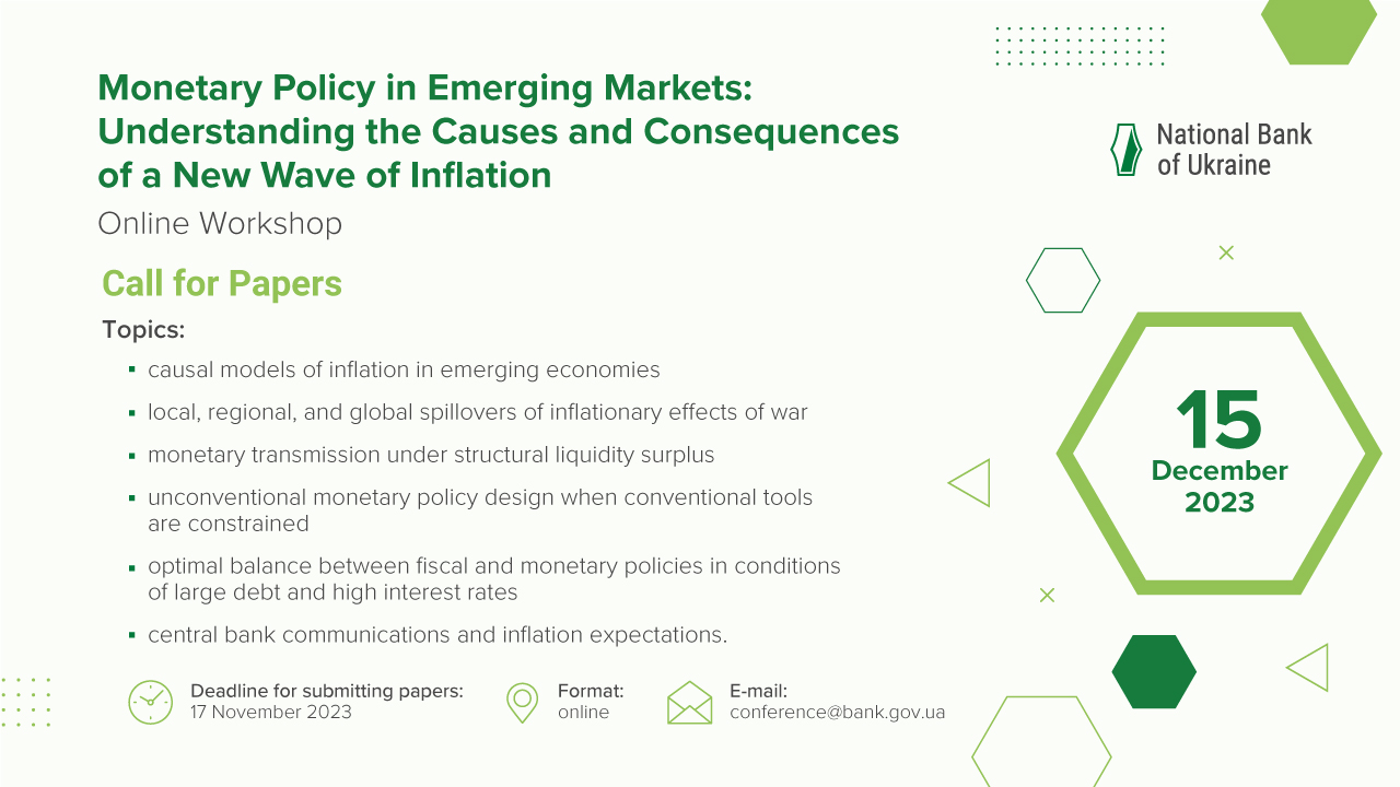 Call for Papers Announced for NBU Workshop Dedicated to Monetary Policy in Emerging Markets