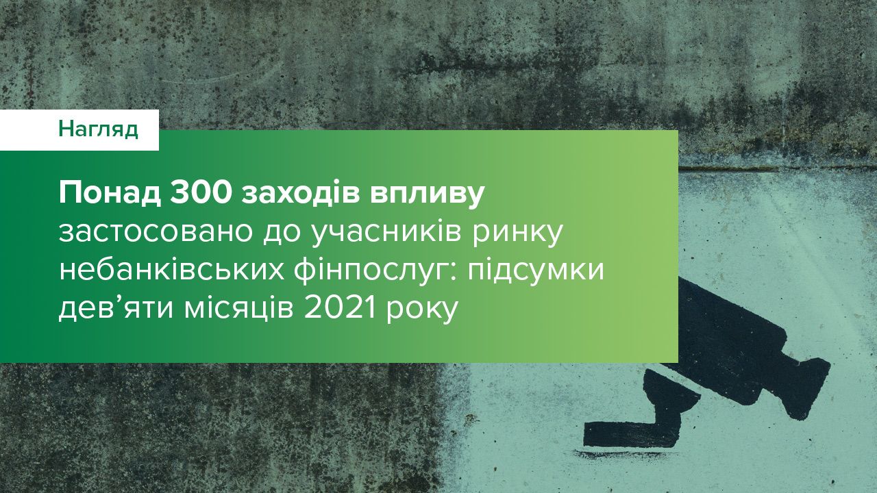 Понад 300 заходів впливу  застосовано до учасників ринку небанківських фінпослуг за дев’ять місяців 2021 року