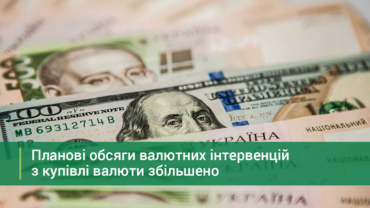 Планові обсяги інтервенцій з купівлі валюти на міжбанківському валютному ринку збільшені до 30 млн дол. США на день