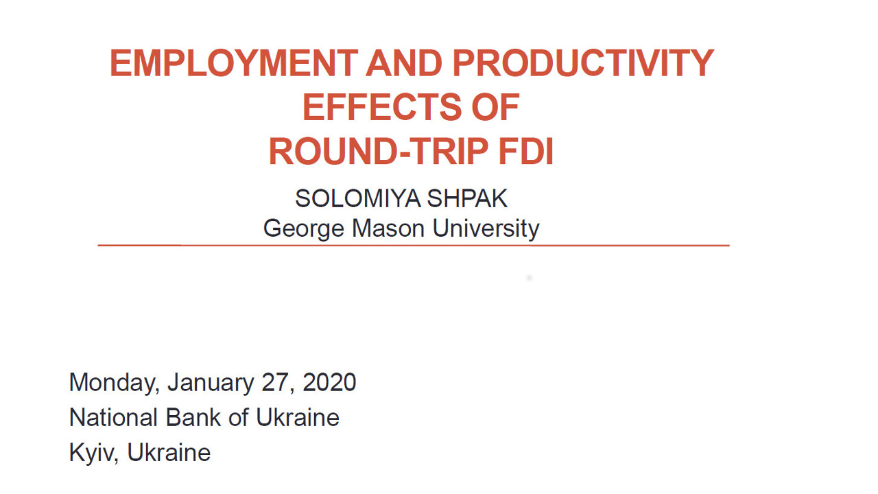 Employment and Productivity Effects of Tax Haven FDI, presentation at the NBU Open Research Seminar, 27 January 2020